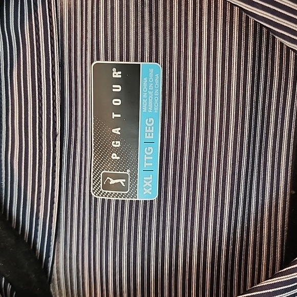 PGA Tour Black White Striped Polo Shirt Short Sleeve 100% Polyester Size XXL - Picture 3 of 7